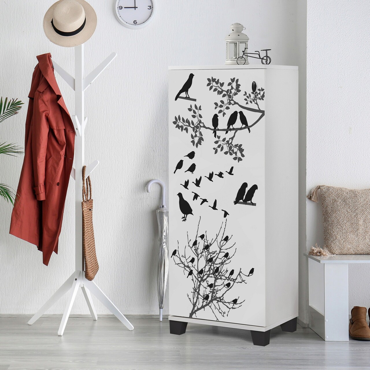 Pantofar, Hanah Home, Filinta Manyas, 50x127x38 cm, Alb/Negru - imagine 7